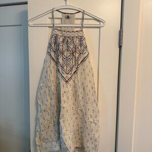 Ecoté Boho Halter Mini Dress - Cream with Geometric Print